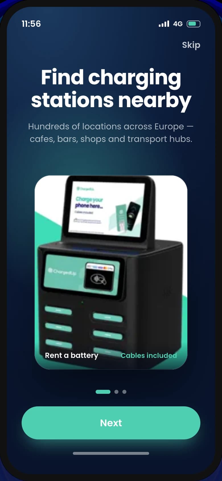 ChargedUp onboarding — Find charging stations nearby