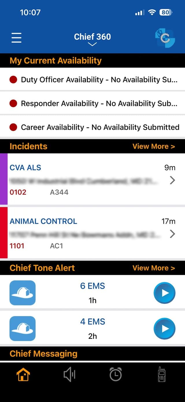 Chief 360 home screen