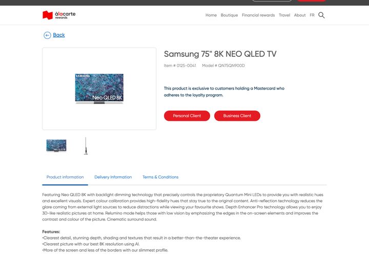Product detail page