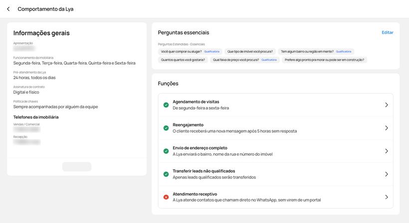 LYA behaviour configuration